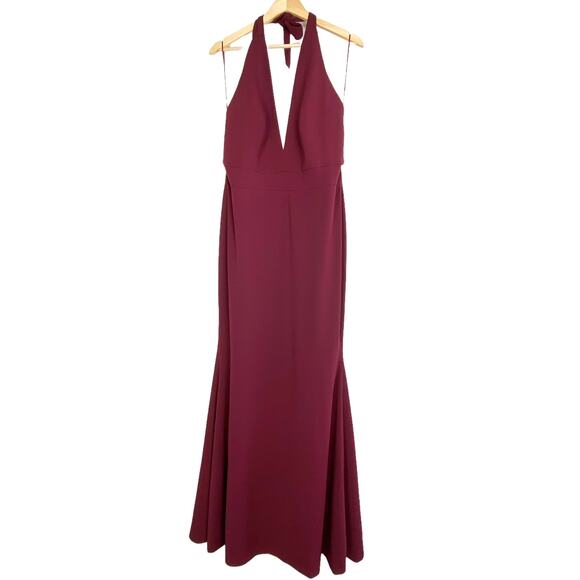 Dress The Population Camden Mermaid Hem Evening Gown – Burgundy, XL - Picture 3 of 12